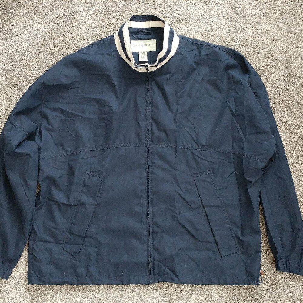 Men's Cutter & Buck Lightweight Wind Breaker full Zip Jacket Navy Golf XL